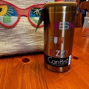 Cantini 12 oz SLIM CAN HARD SELZER can cooler FRESH FUN FIZZY brushed bronze